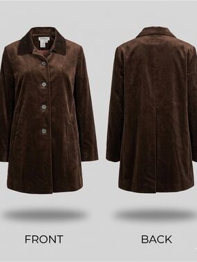 🤎Vtg Y2K Isabella Bird Brown‎ Velvet Velour Car Coat A-Line Size 14 8867-11🤎